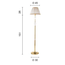 Lampade Da Terra-Ondaluce Lampada da terra piantana classica 1306 metallo oro vetro trasparente