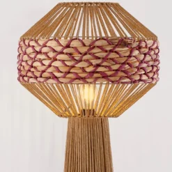 Lampade Da Terra-Selezionato da Mazzolaluce Lampada da terra piantana in rattan giacinto d'acqua naturale corda rossa
