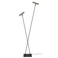Lampade Da Terra-Selezionato da Mazzolaluce Lampada da terra piantana 2 luci orientabili dimmerabile grigio nero