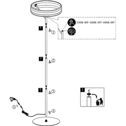 Lampade Da Terra-Selezionato da Mazzolaluce Lampada da terra piantana moderna nera led dimmerabile 2300k 3000k 4000k