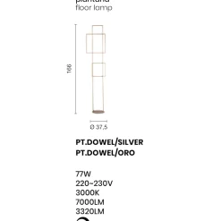 Lampade Da Terra-Ondaluce Lampada da terra pt dowel oro design moderna