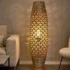 Lampade Da Terra-Selezionato da Mazzolaluce Lampada da terra rattan giacinto ed erba intrecciati base di legno