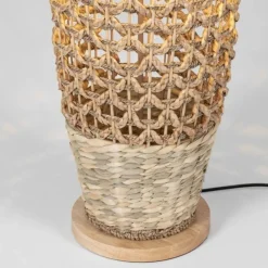 Lampade Da Terra-Selezionato da Mazzolaluce Lampada da terra rattan giacinto ed erba intrecciati base di legno