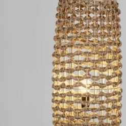 Lampade Da Terra-Selezionato da Mazzolaluce Lampada da terra rattan giacinto ed erba intrecciati base di legno