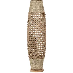Lampade Da Terra-Selezionato da Mazzolaluce Lampada da terra rattan giacinto ed erba intrecciati base di legno