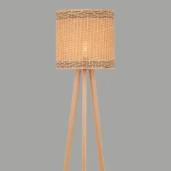 Lampade Da Terra-Selezionato da Mazzolaluce Lampada da terra rustica con paralume intrecciato