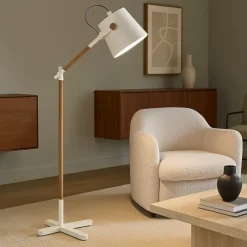 Lampade Da Terra-Selezionato da Mazzolaluce Lampada da terra stile nordico paralume orientabile legno