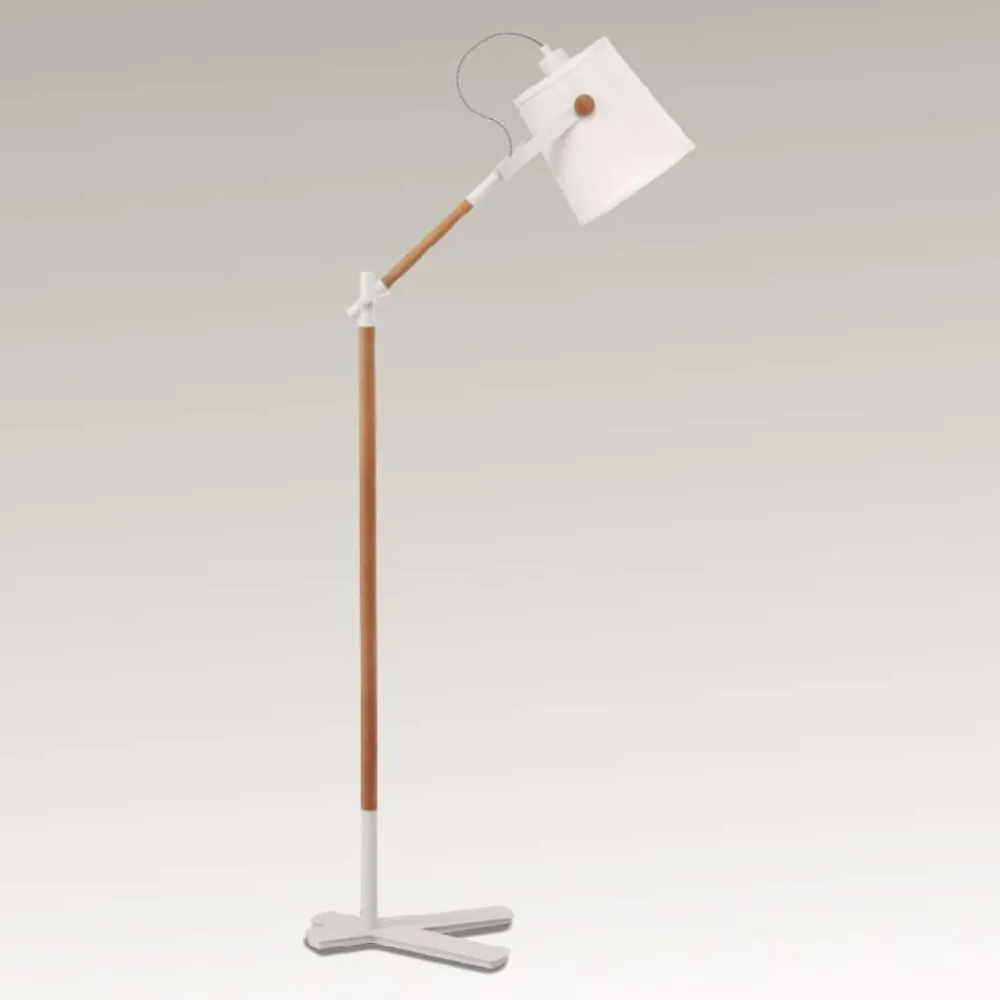 Lampade Da Terra-Selezionato da Mazzolaluce Lampada da terra stile nordico paralume orientabile legno