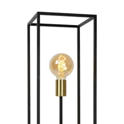 Lampade Da Terra-Selezionato da Mazzolaluce Lampada da terra vintage squadrata metallo nero oro