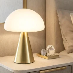 Abat Jour-Fabas Luce Lampada design moderna ottone vetro bianco per camera da letto