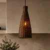 Lampade A Sospensione-Selezionato da Mazzolaluce Lampada di rattan marrone intrecciato a sospensione per isola cucina
