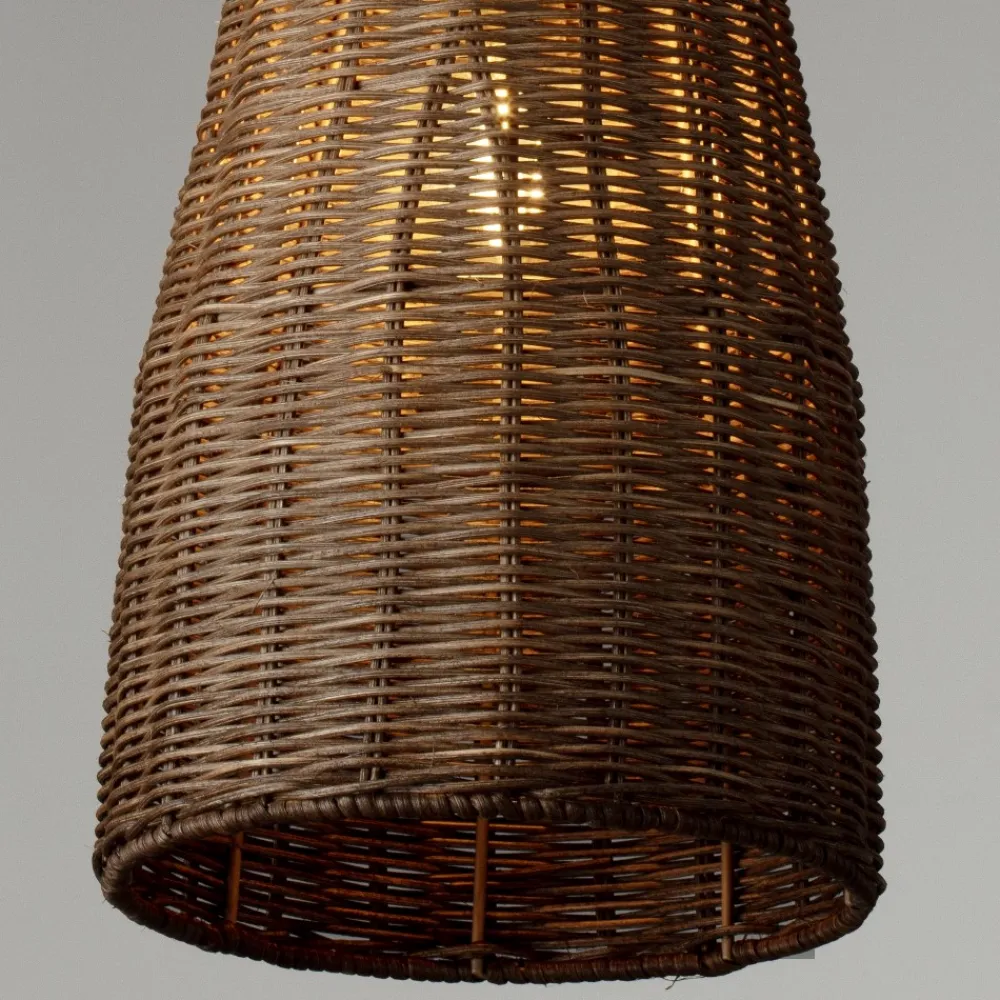 Lampade A Sospensione-Selezionato da Mazzolaluce Lampada di rattan marrone intrecciato a sospensione per isola cucina