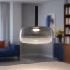 Lampade A Sospensione-Fabas Luce Lampada di vetro grigio a sospensione moderna fabas devero