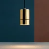 Lampade A Sospensione-Selezionato da Mazzolaluce Lampada dorata a sospensione pendente cilindro oro lucido per bancone