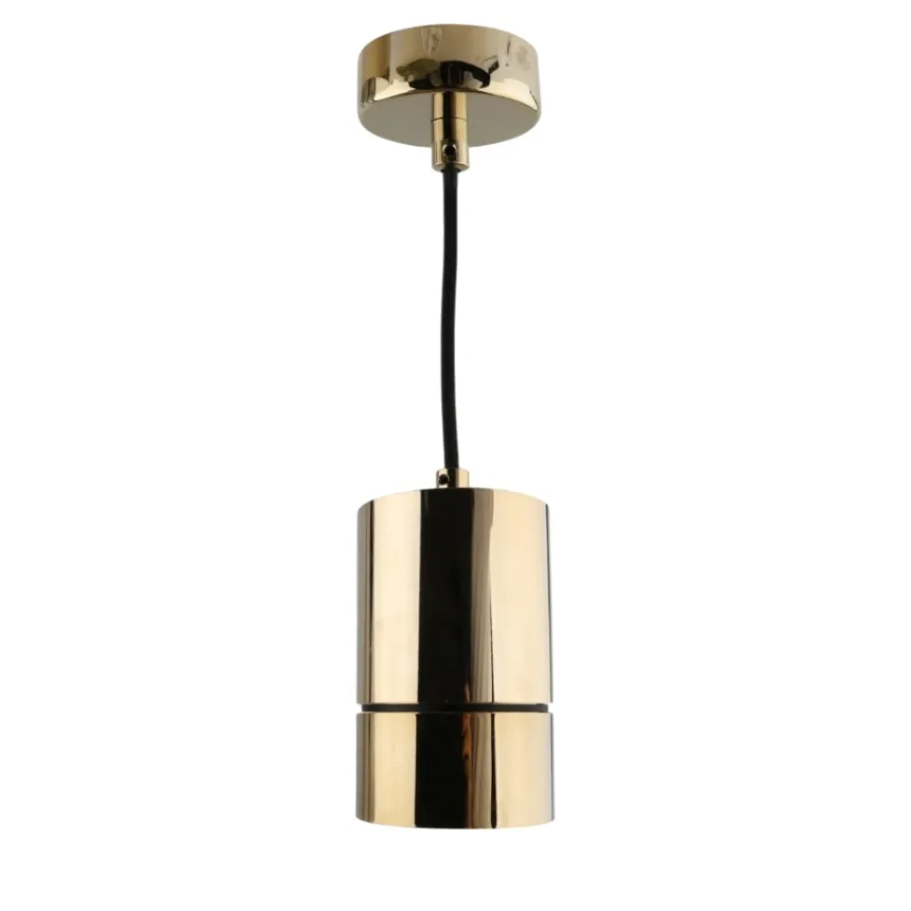 Lampade A Sospensione-Selezionato da Mazzolaluce Lampada dorata a sospensione pendente cilindro oro lucido per bancone
