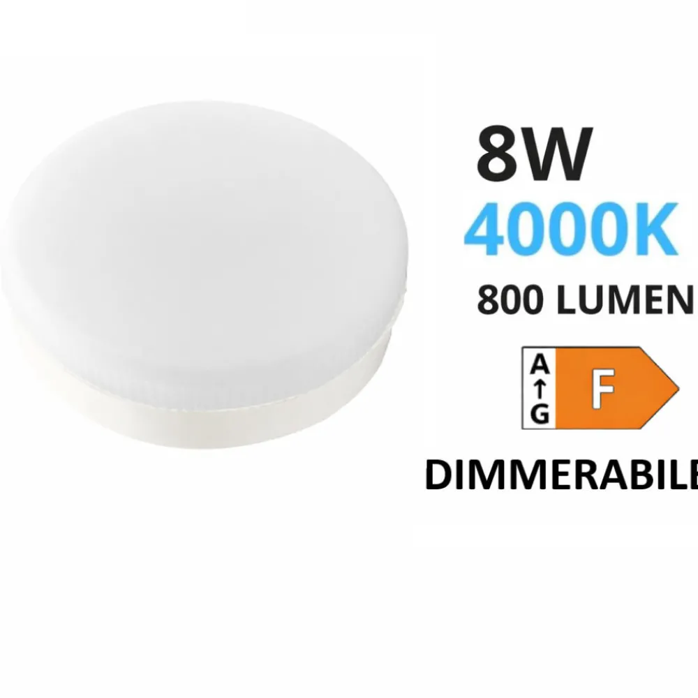 Lampadine Led-Top Light Lampadaina gx53 led 8w 4000k 800 lumen dimmerabile