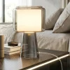 Abat Jour-Selezionato da Mazzolaluce Lampada in vetro cromo con paralume di tessuto per camera da letto