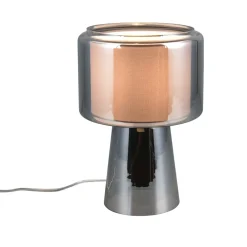Abat Jour-Selezionato da Mazzolaluce Lampada in vetro cromo con paralume di tessuto per camera da letto