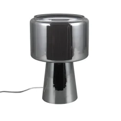 Abat Jour-Selezionato da Mazzolaluce Lampada in vetro cromo con paralume di tessuto per camera da letto