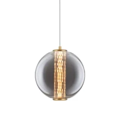 Lampade A Sospensione-Selezionato da Mazzolaluce Lampada led a sospensione oro sfera vetro fume