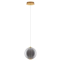 Lampade A Sospensione-Selezionato da Mazzolaluce Lampada led a sospensione oro sfera vetro fume