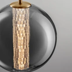 Lampade A Sospensione-Selezionato da Mazzolaluce Lampada led a sospensione oro sfera vetro fume