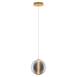 Lampade A Sospensione-Selezionato da Mazzolaluce Lampada led a sospensione oro sfera vetro fume