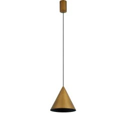 Lampade A Sospensione-Selezionato da Mazzolaluce Lampada led dimmerabile a sospensione cono alluminio colore cuoio