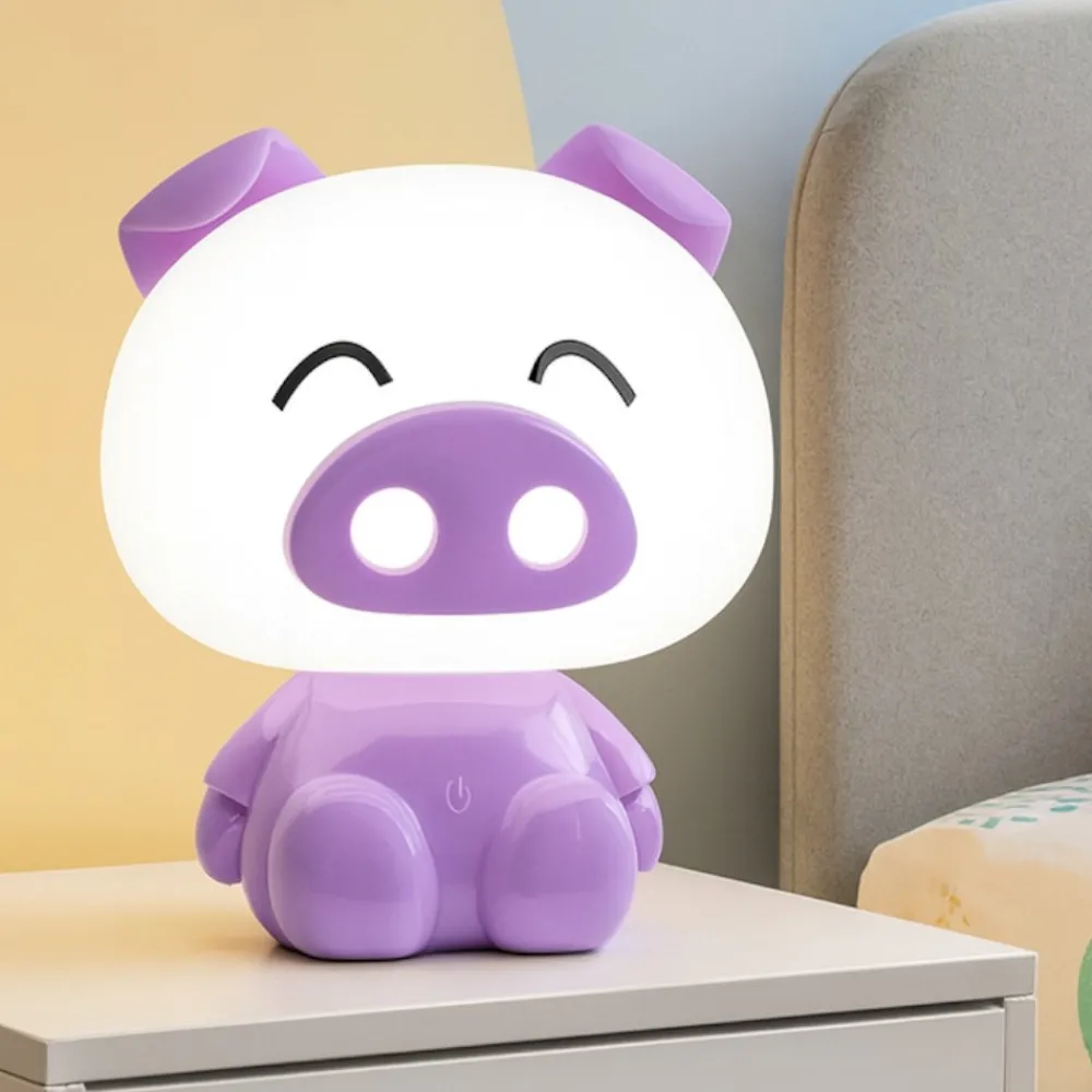 Abat Jour-Selezionato da Mazzolaluce Lampada maialino porpora luce da comodino per cameretta bambina