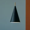 Lampade A Sospensione-Miloox Lampada nera a sospensione moderna cono per isola samoi