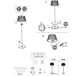 Lampade Da Tavolo-Selezionato da Mazzolaluce Lampada nera da tavolo ricaricabile per esterni portatile 3000k