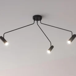 Plafoniere Moderne-Selezionato da Mazzolaluce Lampada nera design da soffitto 3 luci faretti orientabili