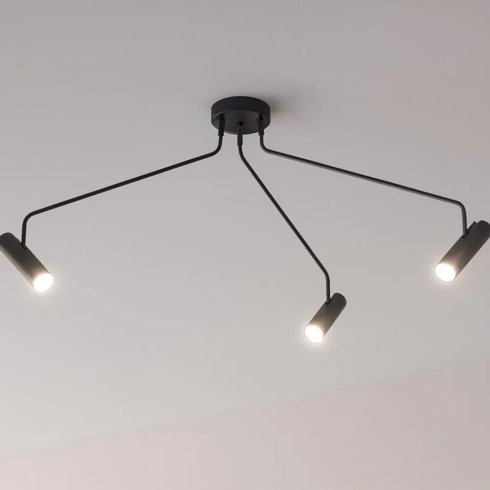 Plafoniere Moderne-Selezionato da Mazzolaluce Lampada nera design da soffitto 3 luci faretti orientabili