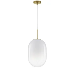 Lampade A Sospensione-Selezionato da Mazzolaluce Lampada oro di vetro a sospensione sfrumato bianco