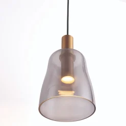 Lampade A Sospensione-Selezionato da Mazzolaluce Lampada oro led 7w 3000k a sospensione vetro fume