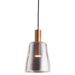 Lampade A Sospensione-Selezionato da Mazzolaluce Lampada oro led 7w 3000k a sospensione vetro fume