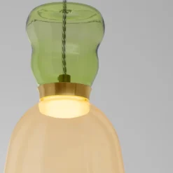 Lampade A Sospensione-Selezionato da Mazzolaluce Lampada oro moderna sospensione vetro giallo verde da comodino