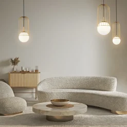 Lampade A Sospensione-Maytoni Lampada per comodino camera da letto oro sfera vetro telford