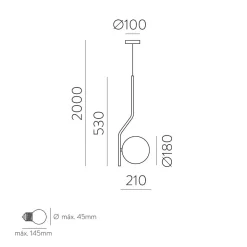Lampade A Sospensione-Selezionato da Mazzolaluce Lampada per comodino stanza da letto nero sfera vetro bianco
