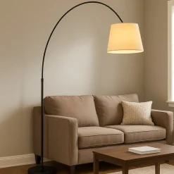 Lampade Da Terra-Selezionato da Mazzolaluce Lampada piantana ad arco base marmo nero paralume pergamena