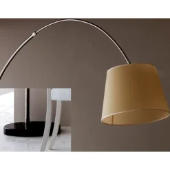 Lampade Da Terra-Selezionato da Mazzolaluce Lampada piantana ad arco base marmo nero paralume pergamena