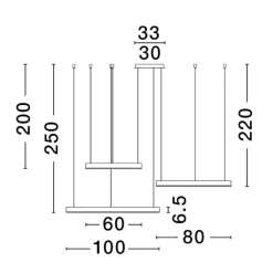 Lampadari Moderni-Selezionato da Mazzolaluce Lampadari moderni per soggiorno cerchi oro led 140w 3000k dimmerabile