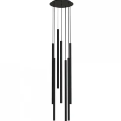 Lampadari Moderni-Selezionato da Mazzolaluce Lampadario a cascata 7 luci nero cilindri pendenti per soggiorno