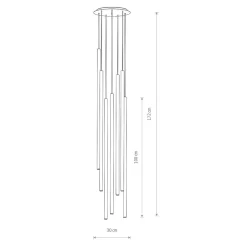 Lampadari Moderni-Selezionato da Mazzolaluce Lampadario a cascata 7 luci nero cilindri pendenti per soggiorno