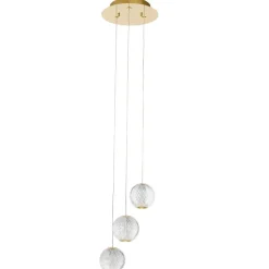 Lampadari Moderni-Selezionato da Mazzolaluce Lampadario a cascata 3 luci sfere trasparenti oro led 16w 3200k