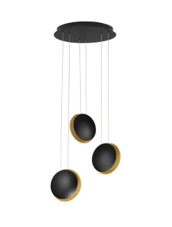 Lampadari Moderni-Selezionato da Mazzolaluce Lampadario a cascata 3 luci sospese orientabili led 3000k nero e oro