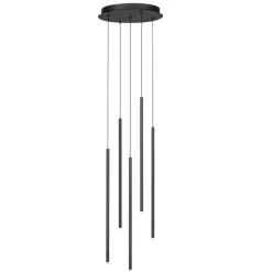 Lampadari Moderni-Selezionato da Mazzolaluce Lampadario a cascata nero 5 sopsensioni led 3000k