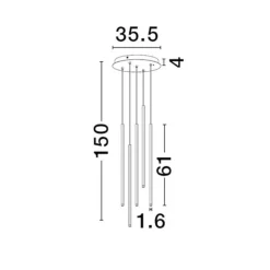 Lampadari Moderni-Selezionato da Mazzolaluce Lampadario a cascata nero 5 sopsensioni led 3000k