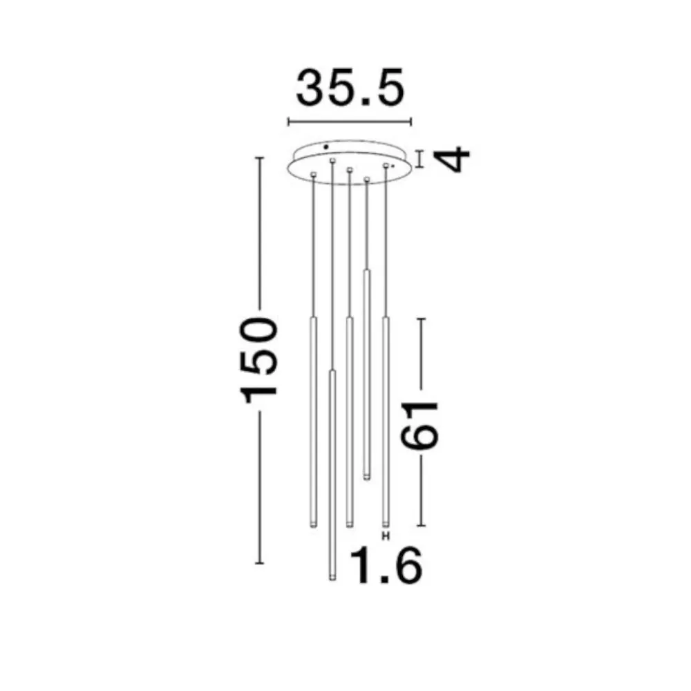 Lampadari Moderni-Selezionato da Mazzolaluce Lampadario a cascata nero 5 sopsensioni led 3000k