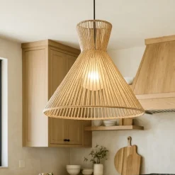 Lampadari Cucina-Selezionato da Mazzolaluce Lampadario a cono per cucina marrone in corda 35 cm